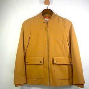 H&M - Vintage Khaki Tan Zip Up Jacket With Gold Hardware Size 2 (XS)